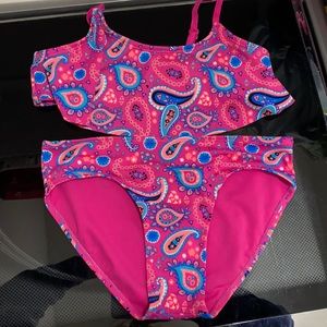 Pink and paisley girls bikini